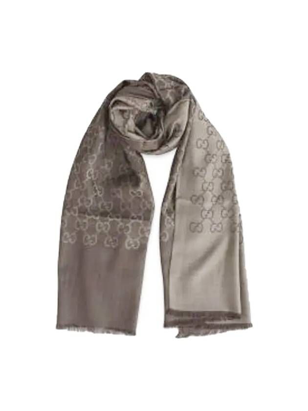 GG Jacquard Wool Silk Muffler Beige - GUCCI - BALAAN.