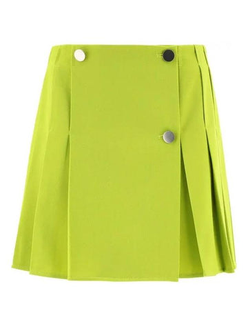 Button Detail Pleated Skirt Kiwi - BOTTEGA VENETA - BALAAN 1