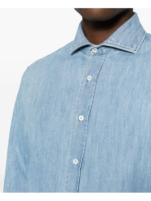 Denim Long Sleeve Shirt Blue - BRUNELLO CUCINELLI - BALAAN 5