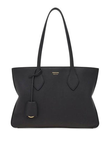 Hammered Calfskin Tote Bag Black - SALVATORE FERRAGAMO - BALAAN 1