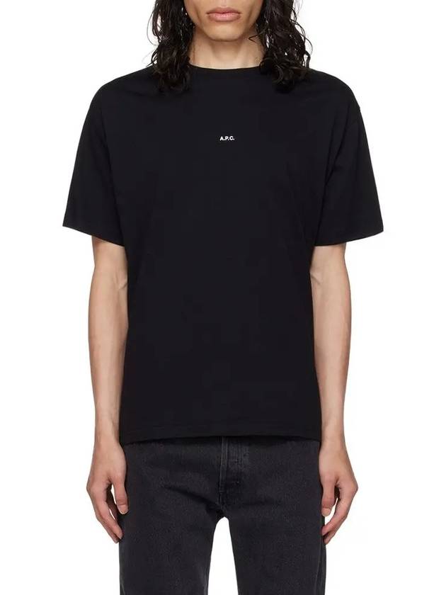 Men's Kyle Logo Print Cotton Jersey Short Sleeve T-Shirt  Black - A.P.C. - BALAAN 3