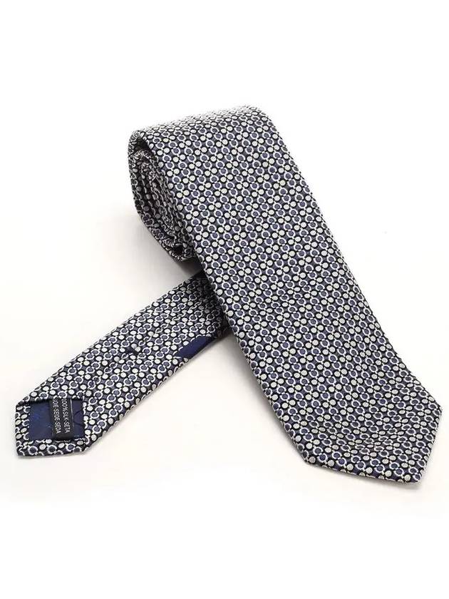 Gancini Jacquard Silk Tie Navy - SALVATORE FERRAGAMO - BALAAN 2