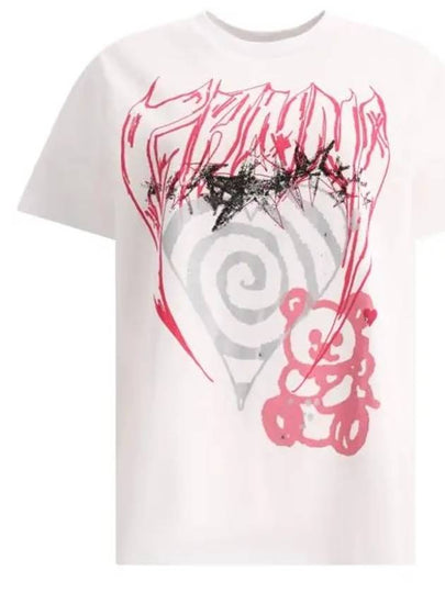 Abstract Heart Bear Graphic Relaxed Short Sleeve T-Shirt White - GANNI - BALAAN 2