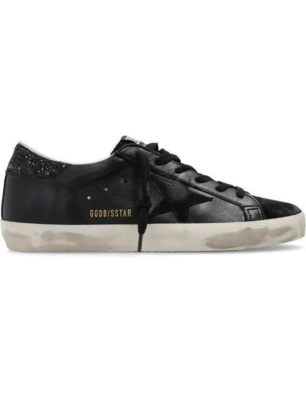 Superstar Glitter Tab Leather Low Top Sneakers Black - GOLDEN GOOSE - BALAAN 3