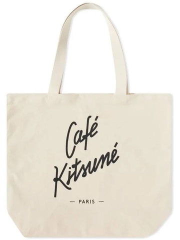 Cafe Kitsune Canvas Tote Bag Latte - MAISON KITSUNE - BALAAN.