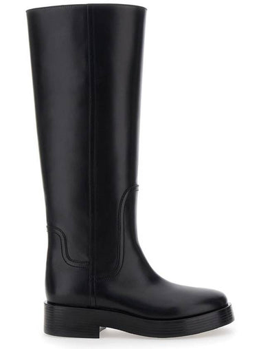 'Charlie' Black Knee High Boots In Leather Woman - CASADEI - BALAAN 1