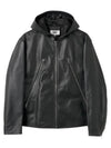 Zipper Hooded Leather Jacket Black - MAISON MARGIELA - BALAAN 2