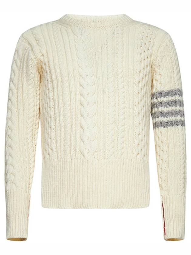 4-Bar Aran Cable Pullover Knit Top White - THOM BROWNE - BALAAN 2