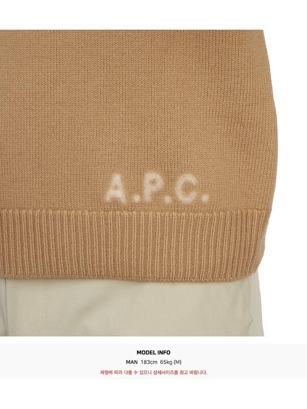 Edward Embroidered Logo Knit Top Camel - A.P.C. - BALAAN 7