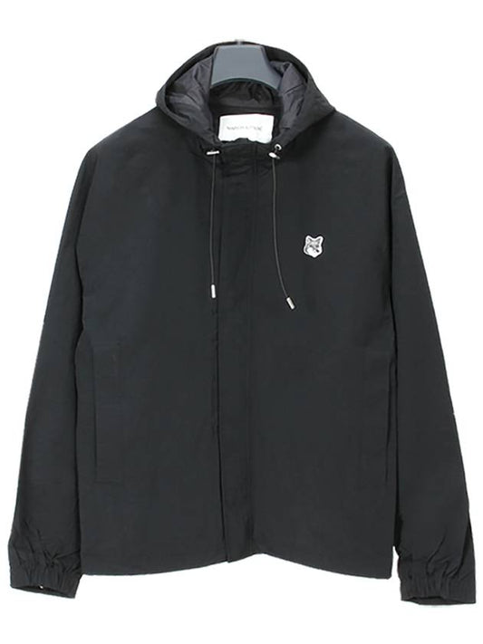 Hoodie Windbreaker in Nylon with Grey Fox Head Patch Black - MAISON KITSUNE - BALAAN 2