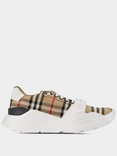 Vintage Check And Leather Sneakers White Archive Beige - BURBERRY - BALAAN 2