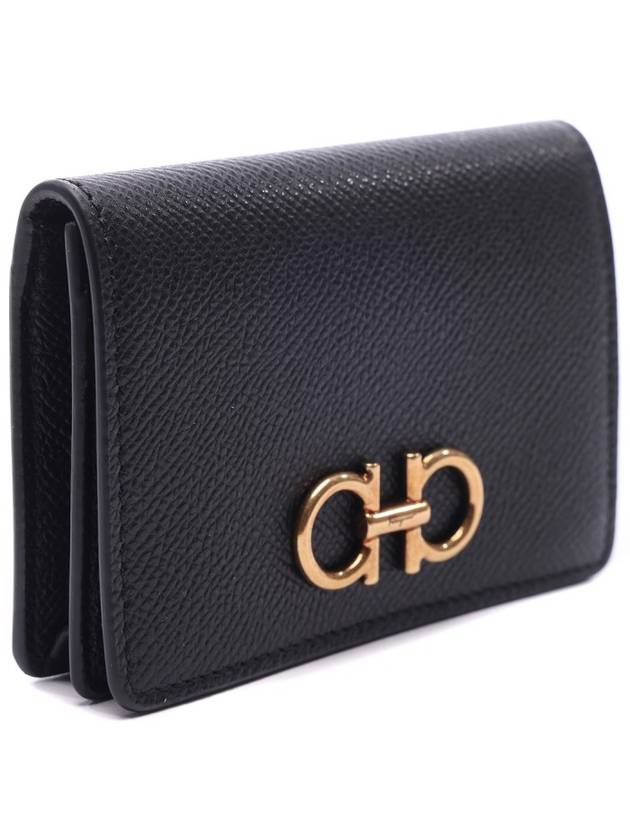 Gancini Leather Card Wallet Black - SALVATORE FERRAGAMO - BALAAN 4