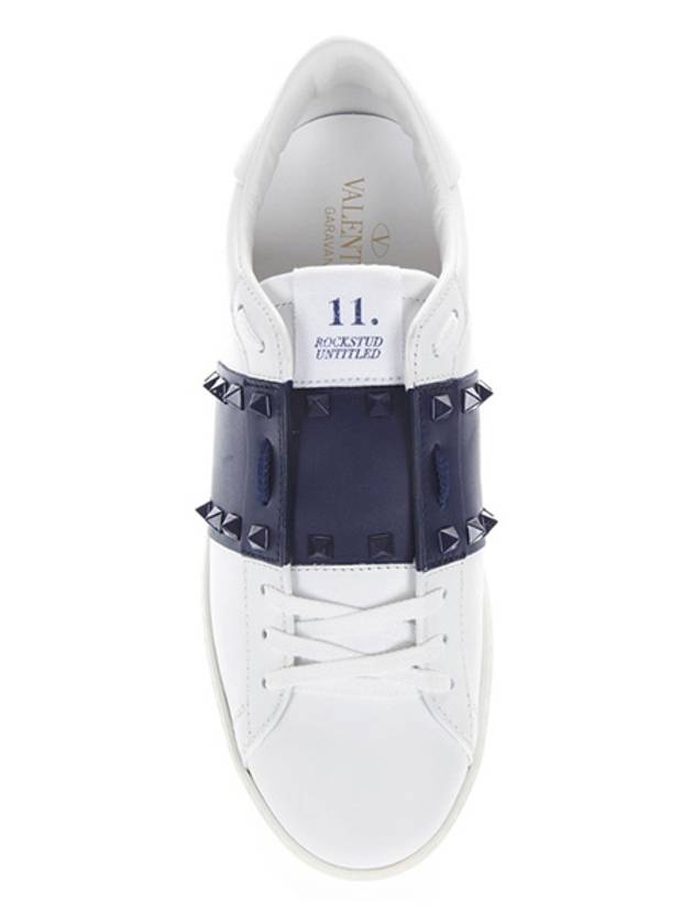 Open Rockstud Low Top Sneakers White Blue - VALENTINO - BALAAN.