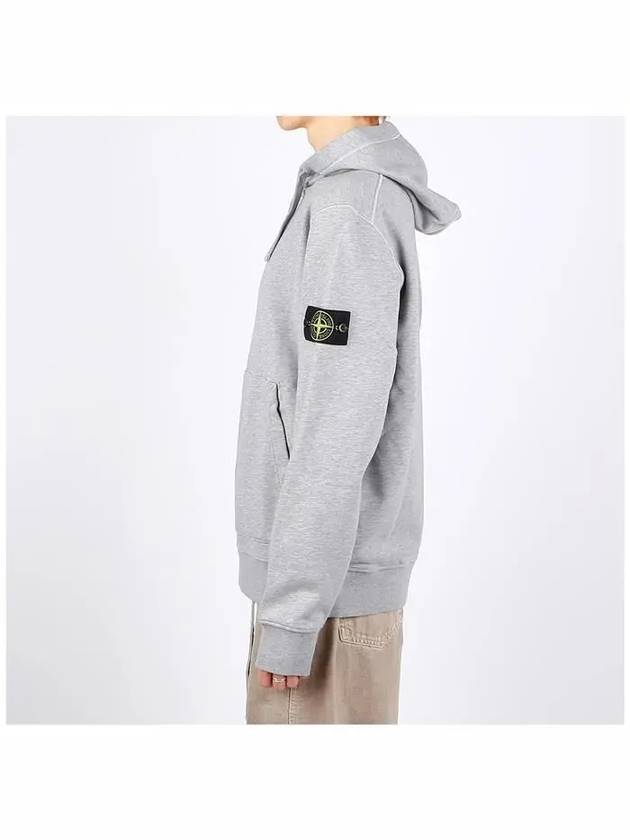 Logo Patch Drawstring Hoodie Melange Grey - STONE ISLAND - BALAAN 4