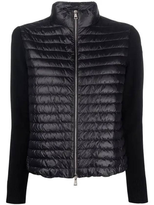 Women's High Neck Wool Padded Cardigan Black - MONCLER - BALAAN 1