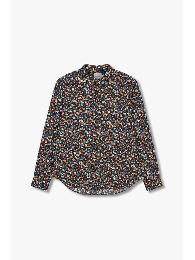 Flower pattern slim fit shirt black - PAUL SMITH - BALAAN 1