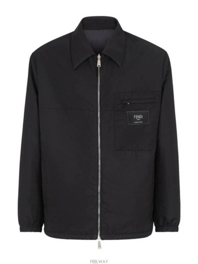 Nylon Reversible Zip-Up Jacket Black - FENDI - BALAAN 5