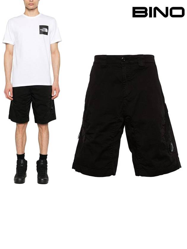 Stretch Sateen Utility Shorts Black - CP COMPANY - BALAAN 2