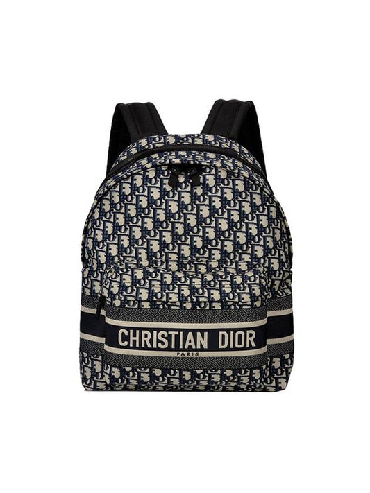 Oblique Jacquard Travel Backpack Blue - DIOR - BALAAN 1