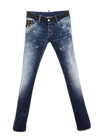 Leopard Pocket Jeans Wash Blue - DSQUARED2 - BALAAN 1