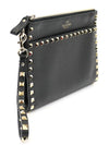 VW2P0V27VSH Black Stampa Alce Calfskin Gold Rockstud Pouch Clutch - VALENTINO - BALAAN 3