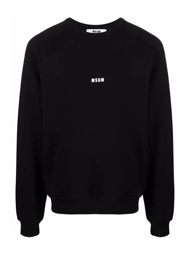 Micro Logo Print Cotton Sweatshirt Black - MSGM - BALAAN 2