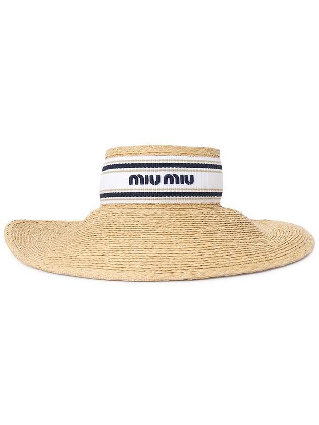 Logo Ribbon Raffia Bucket Hat Beige - MIU MIU - BALAAN 3