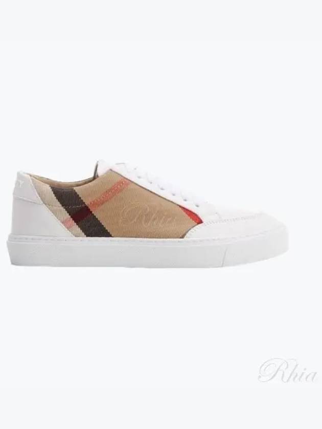 House Check Leather Sneakers Optic White - BURBERRY - BALAAN 2