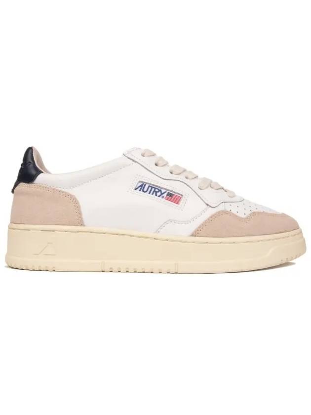 Women's Leather Suede Medalist Low Top Sneakers White Blue - AUTRY - BALAAN 2