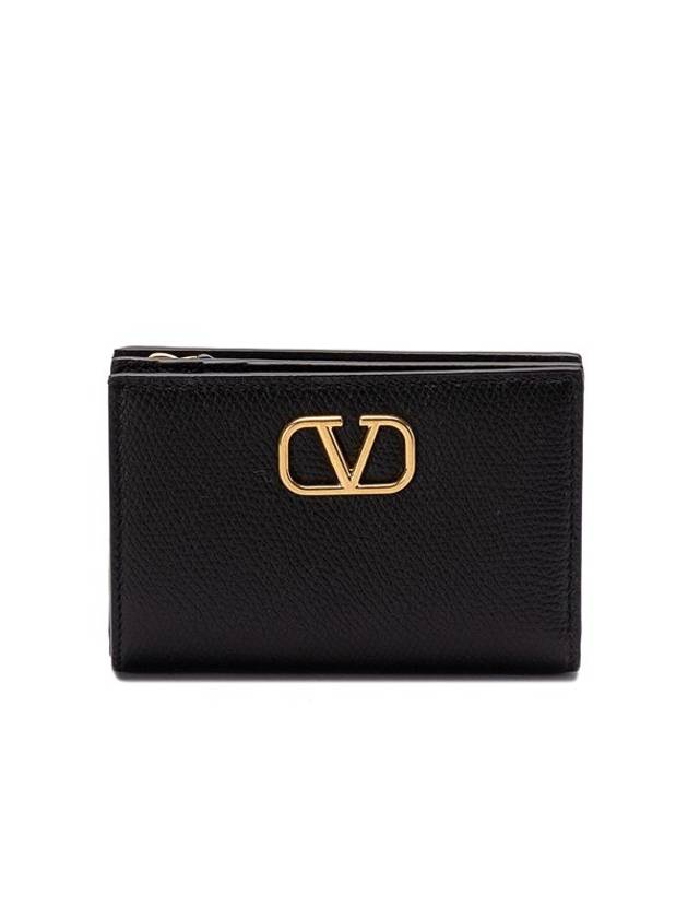 Garavani V Logo Signature Half Wallet Black - VALENTINO - BALAAN 2