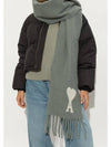 heart logo oversized muffler scarf green - AMI - BALAAN 6