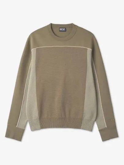 Logo Embroidery Crew Neck Knit Top Brown - DIESEL - BALAAN 2