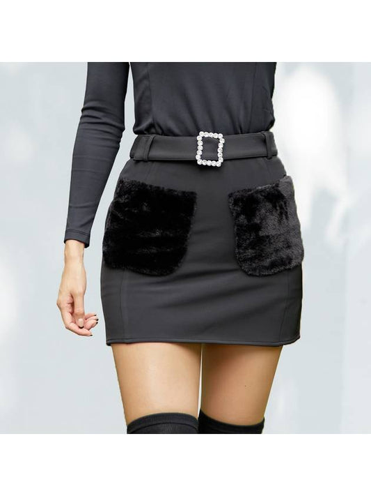 golf wear fur pocket skirt Fur pocket skirt Black - J JANE - BALAAN 1