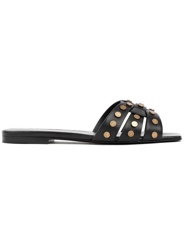 Tribute Leather Slide Slippers Black - SAINT LAURENT - BALAAN 2