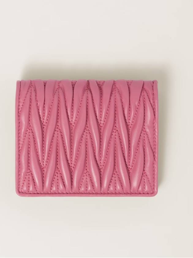 Matelasse Leather Half Wallet Begonia Pink - MIU MIU - BALAAN 4