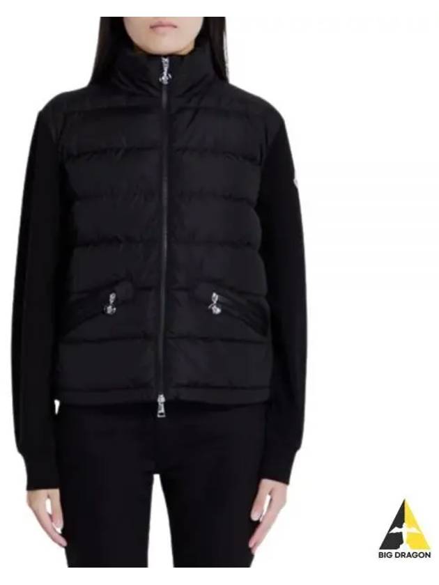 Logo Patch Mix Padded Zip Up Jacket Black - MONCLER - BALAAN 2