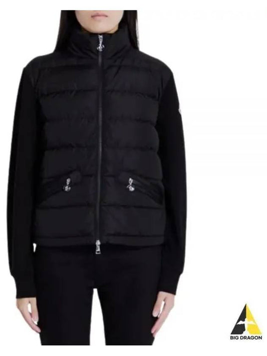 Logo Patch Mix Padded Zip Up Jacket Black - MONCLER - BALAAN 2