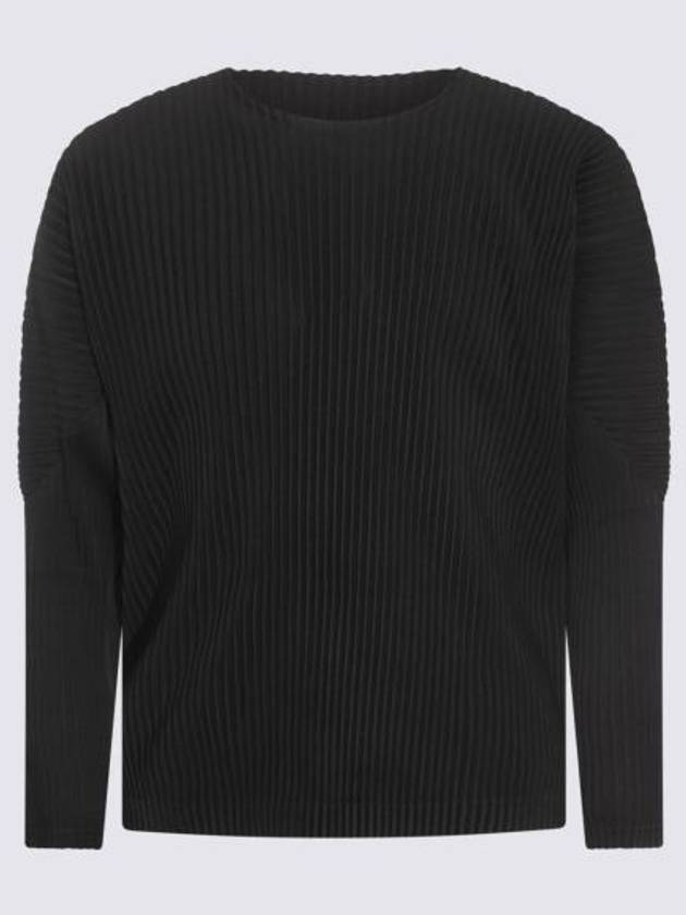 Pleated Long Sleeve T-Shirt Black - ISSEY MIYAKE - BALAAN 1