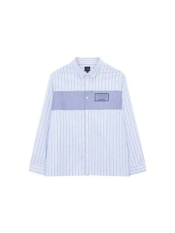 Men s striped pattern loose fit shirt blue 271015 - ARMANI EXCHANGE - BALAAN 1