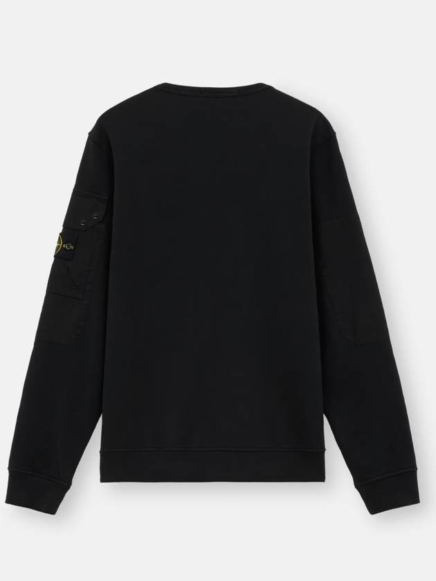 Brushed Organic Cotton Fleece Sweatshirt Black - STONE ISLAND - BALAAN 3