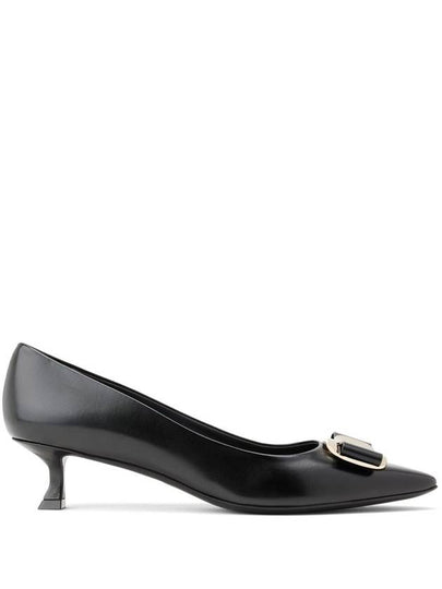 New Vara Plate Leather Pumps Black - SALVATORE FERRAGAMO - BALAAN 2