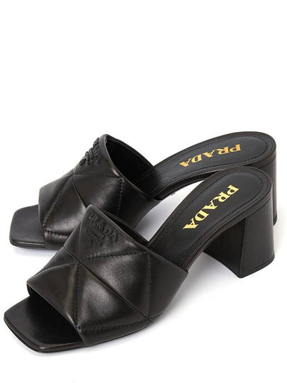 Quilting Nappa Leather Sandal Heels Black - PRADA - BALAAN 2