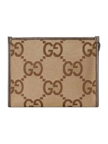 Jumbo GG Canvas Clutch Bag Beige - GUCCI - BALAAN 1