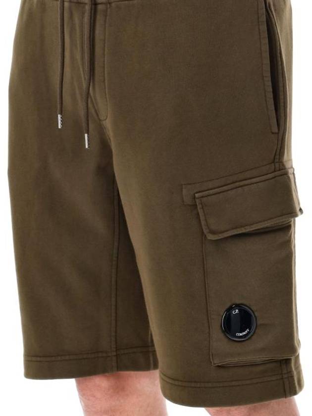 Cotton Diagonal Fleece Cargo Shorts Green - CP COMPANY - BALAAN 4