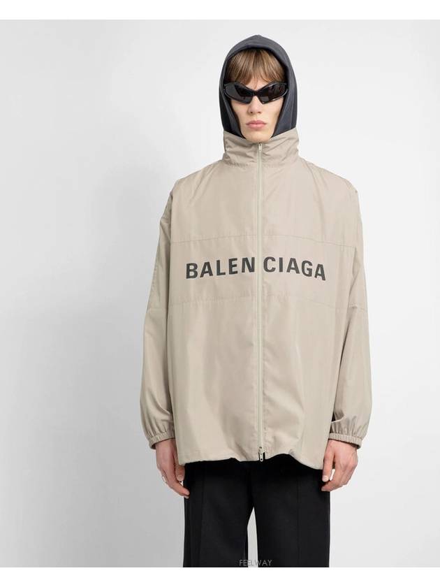 Logo Print Zip-up Jacket Beige - BALENCIAGA - BALAAN 4