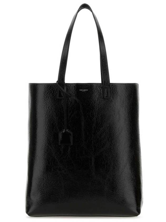 Bold Coated Crinkle Tote Bag Black - SAINT LAURENT - BALAAN 1