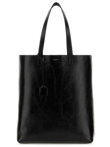 Bold Coated Crinkle Tote Bag Black - SAINT LAURENT - BALAAN 1