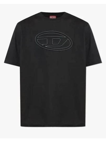 Embossed Oval D Short Sleeve T-Shirt Black - DIESEL - BALAAN 2