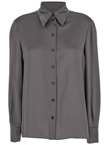 Grey Shirt With Pointed Collar In Silk Blend Woman - ALBERTA FERRETTI - BALAAN 1