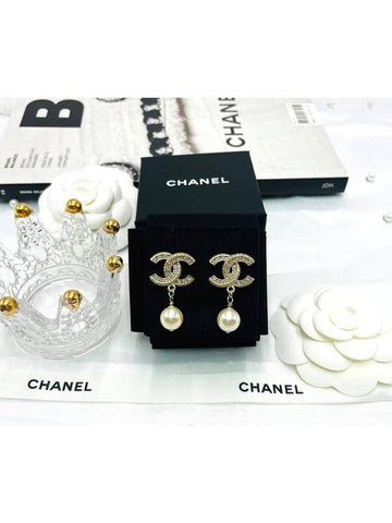 CC logo crystal pearl drop earrings A86506 - CHANEL - BALAAN 1